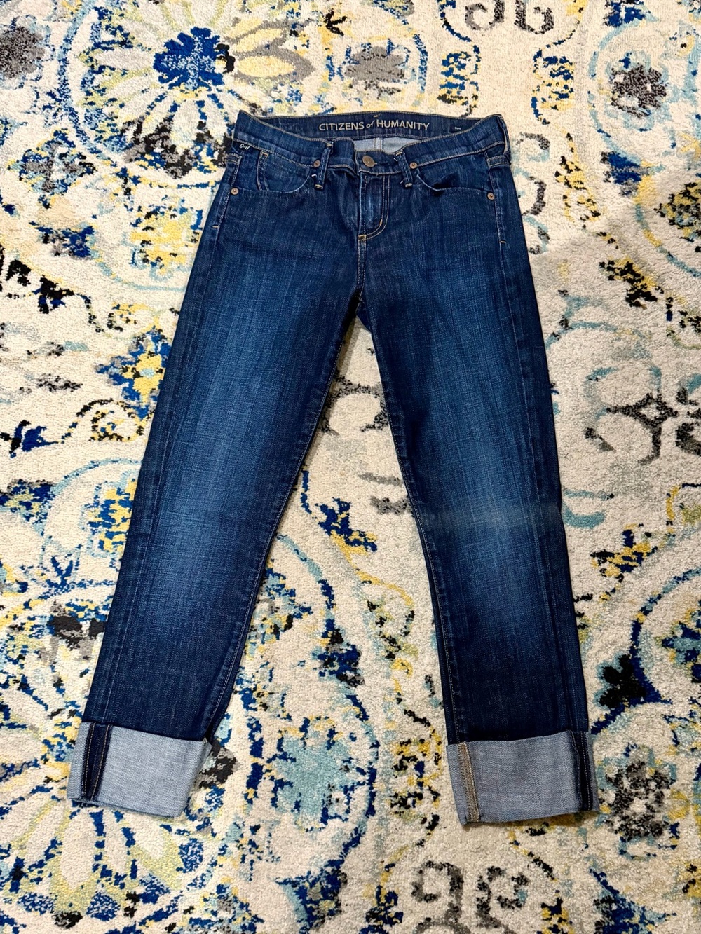 Citizens Of Humanity “Dani” Dark Blue Cropped Straight Jeans